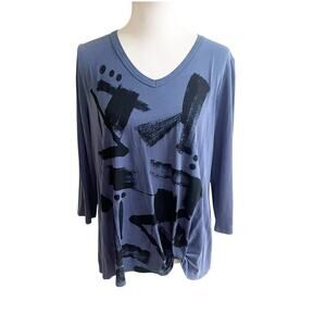 Jess & Jane Artsy Abstract Print Tunic Size Large Blue Black Size Large